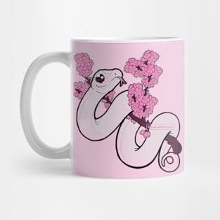 Cute Cherry Blossom Snake: White Mug